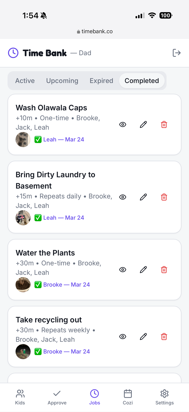 Completed jobs with photos